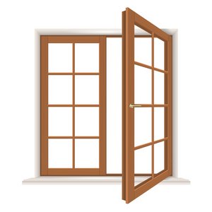 open wooden window isolated, detailed vector illustration