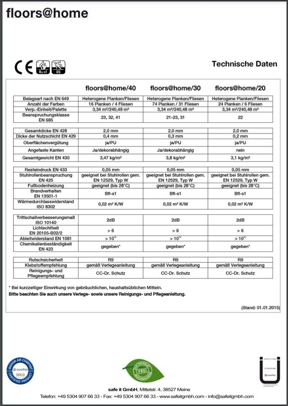 Technische Daten floors at home 0 pdf 1